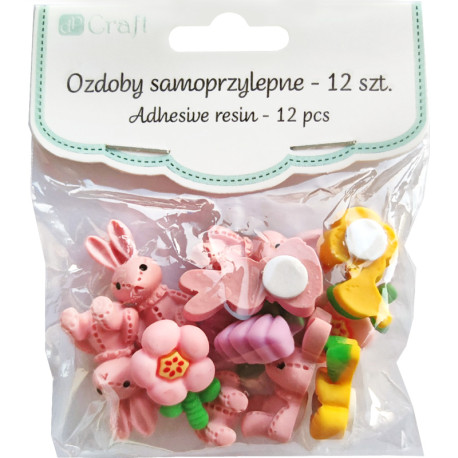 Lieldienu dekori Zaķi un ziedi 12gab., DP Craft