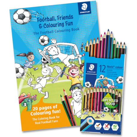 Krāsainie zīmuļi Noris® Colour 185 12gab. + krāsojamā grāmata Futbols, Staedtler
