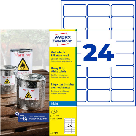 Weatherproof film labels 63.5x33.9mm, Inkjet, permanent