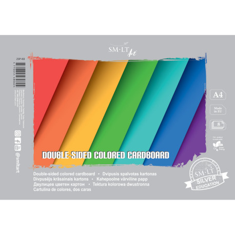 Coloured Cardboard Silver A4 190g/m² 8 sheets, Smiltainis