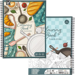 Krāsojamā grāmata Food & Drinks 28x21.5cm 100 zīmējumi 120g/m², CCG