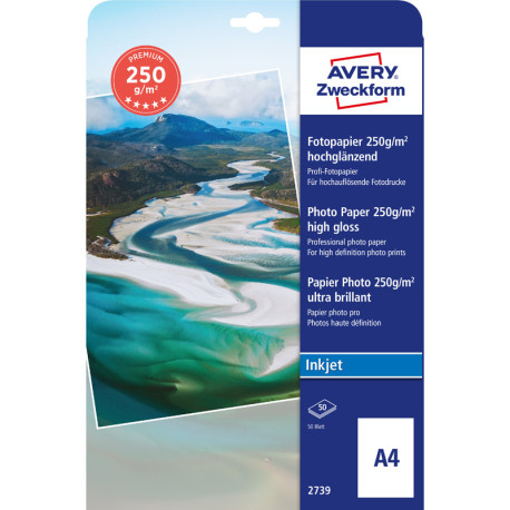 Photo Paper A4 250g/m² 50 Sheets Glossy, Avery Zweckform