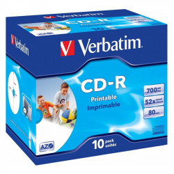 CD-R matrice 80 min/700 Mb 52x Jewel Case Printable 10 gab., Verbatim
