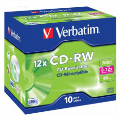 CD-RW matrice 80 min/700 Mb 12x Jewel Case 10 gab, Verbatim.