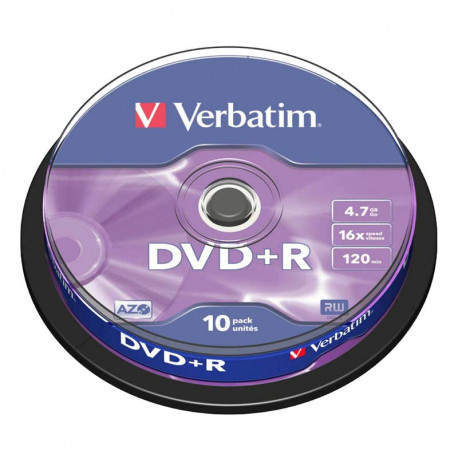 DVD+R matrice 4,7 GB 16x CakeBox 10 gab., Verbatim